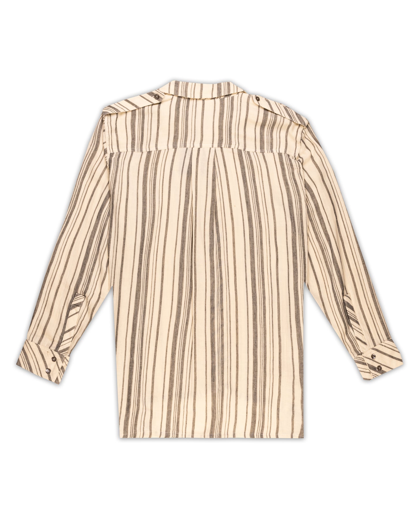 Oversized Military Shirt - Ivory/Noir Stripe