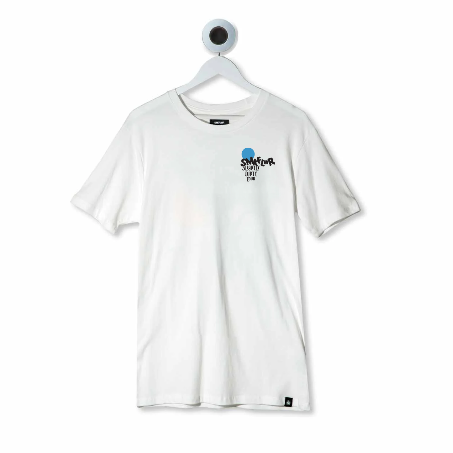 White slightly dirty tour tee front