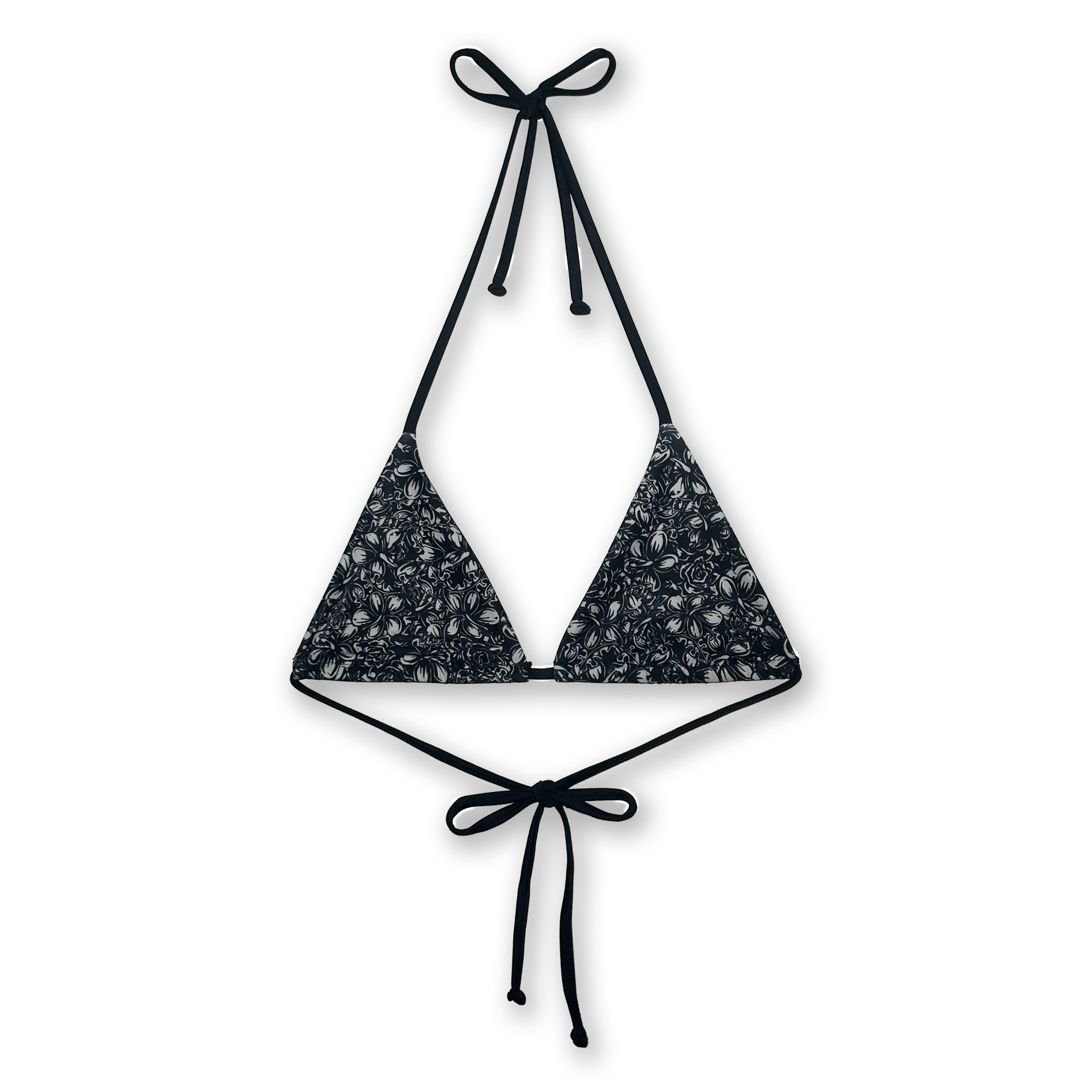 Sublime Plumeria Bikini Top - Black